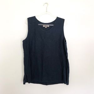 Flax Linen Tank sleeveless Top Navy